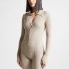 Maniere De Voir Ribbed Knit Long Sleeve Playsuit | Jumpsuits & Playsuits