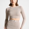 Maniere De Voir Two-Tone Ribbed Knit Top | Matching Sets