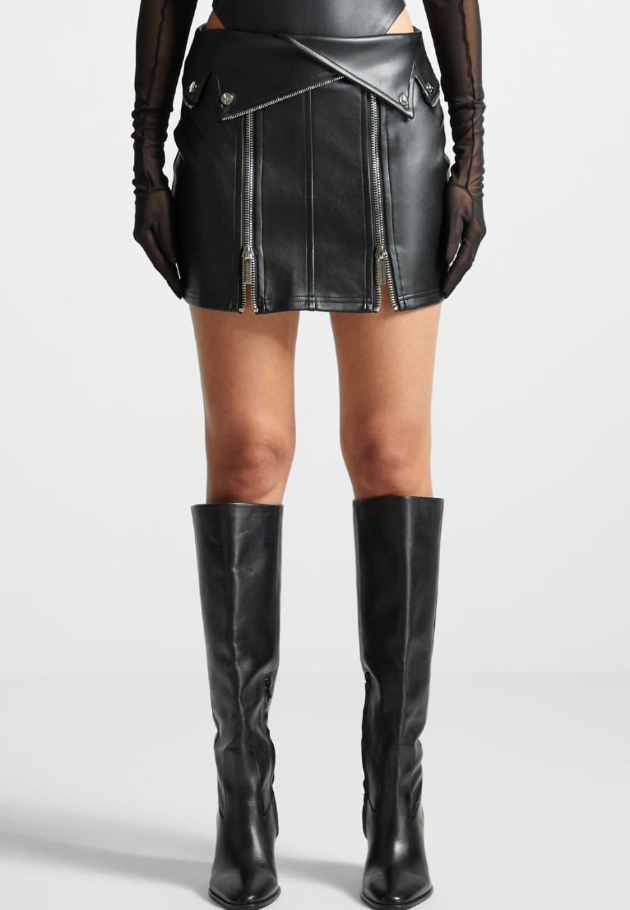 Maniere De Voir Vegan Leather Biker Mini Skirt | Matching Sets