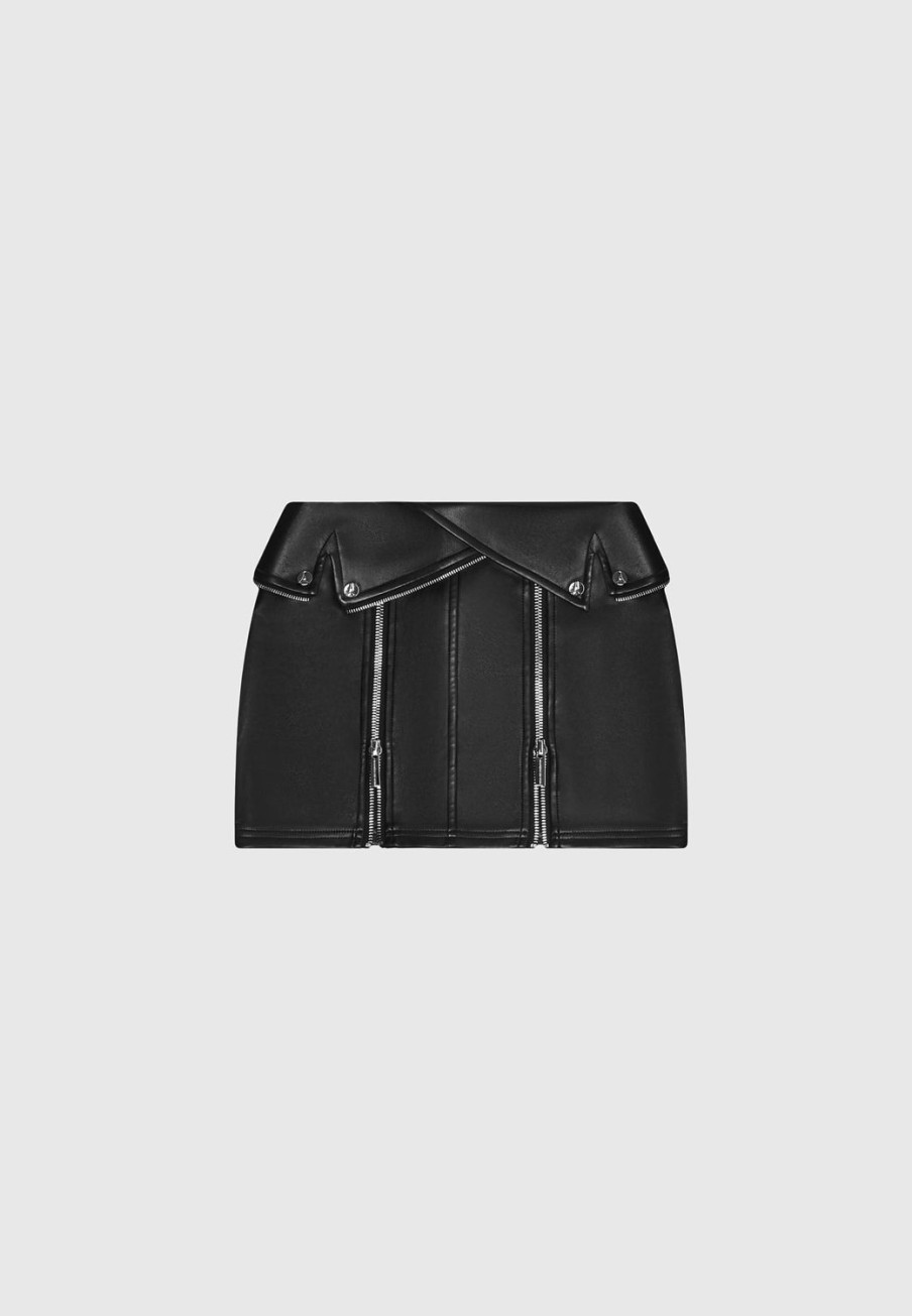 Maniere De Voir Vegan Leather Biker Mini Skirt | Matching Sets