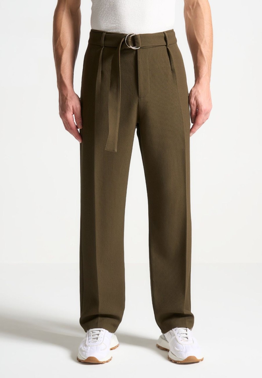 Maniere De Voir Textured Belted Tailored Trousers | Formal Trousers