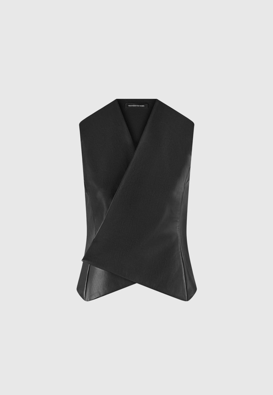 Maniere De Voir Vegan Leather Wrap Waistcoat | Matching Sets