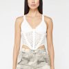 Maniere De Voir Crochet Knit Corset Top | Tops & T Shirts