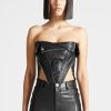 Maniere De Voir Vegan Leather Biker Corset | Tops & T Shirts