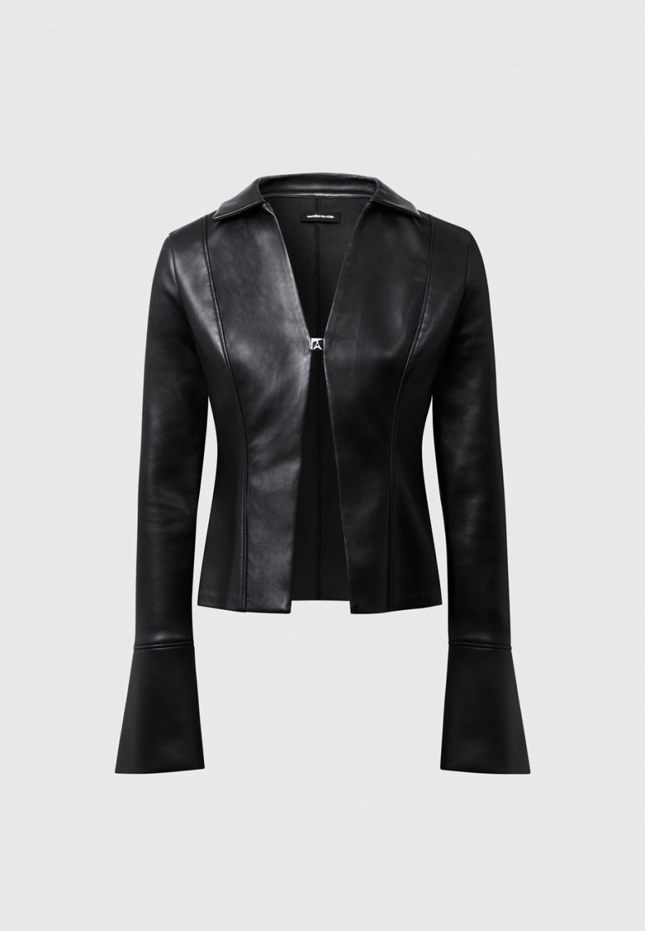 Maniere De Voir Vegan Leather Shirt With Clasp | Shirts