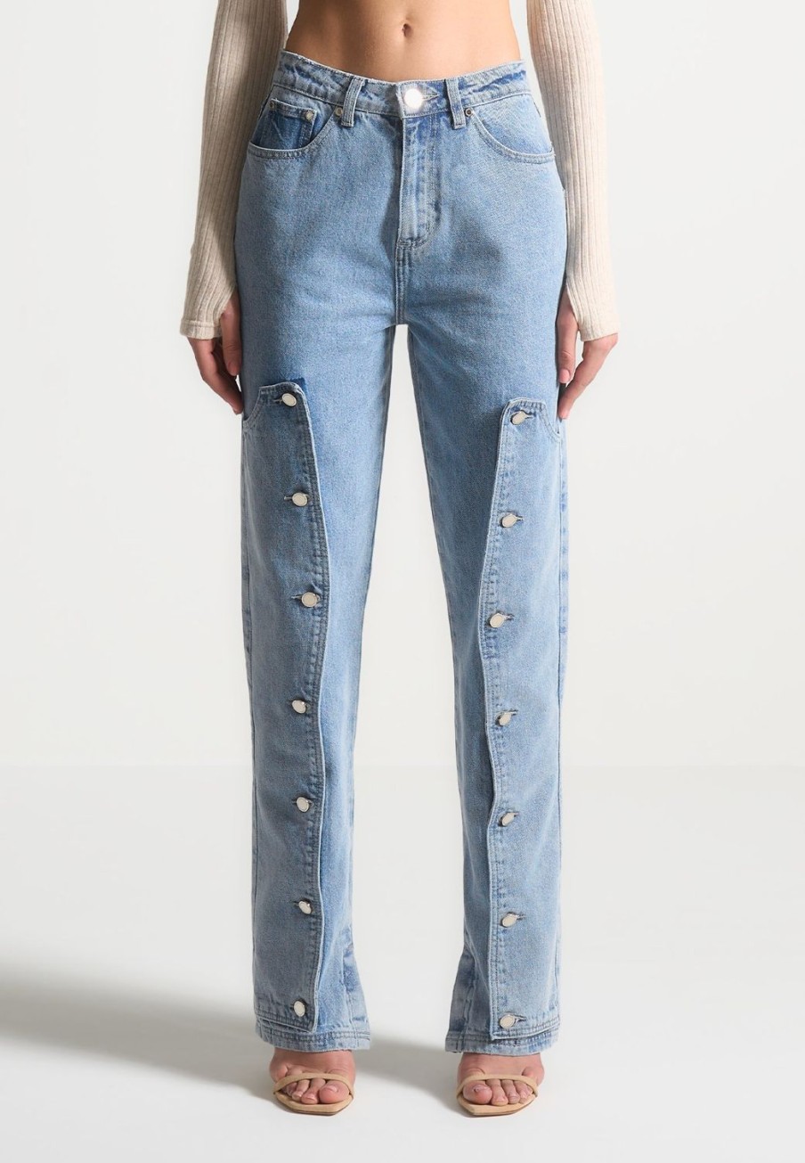 Maniere De Voir Button Down Overlay Mom Jeans | Jeans