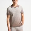 Maniere De Voir Ombre Knit Polo Top - Taupe/White | Polo Tops