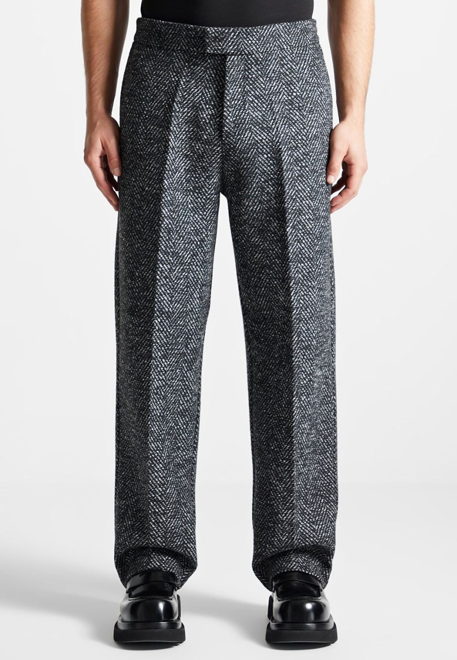 Maniere De Voir Brushed Herringbone Trousers | Formal Trousers