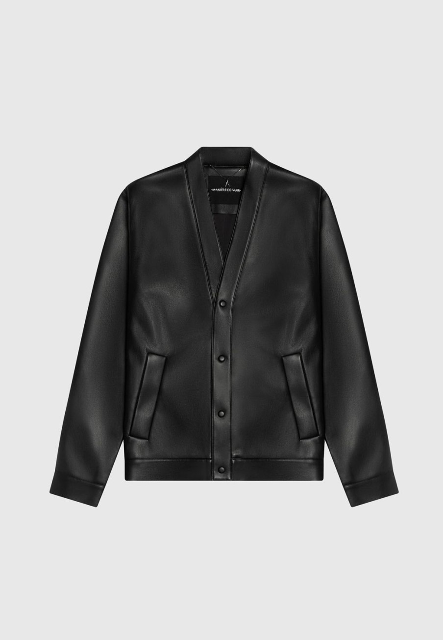 Maniere De Voir Leather Cardigan | Jackets