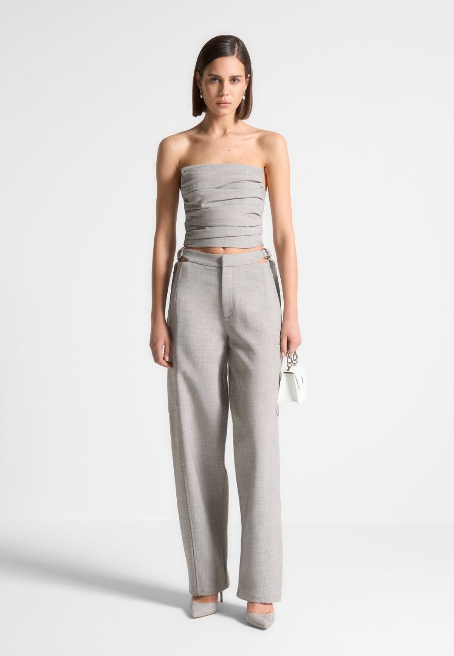 Maniere De Voir Cut Out Melange Tailored Trousers | Matching Sets