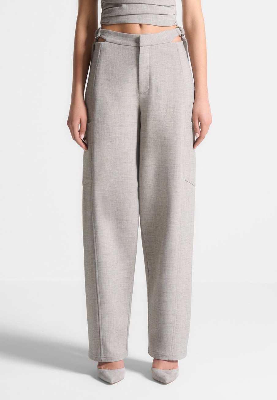 Maniere De Voir Cut Out Melange Tailored Trousers | Matching Sets