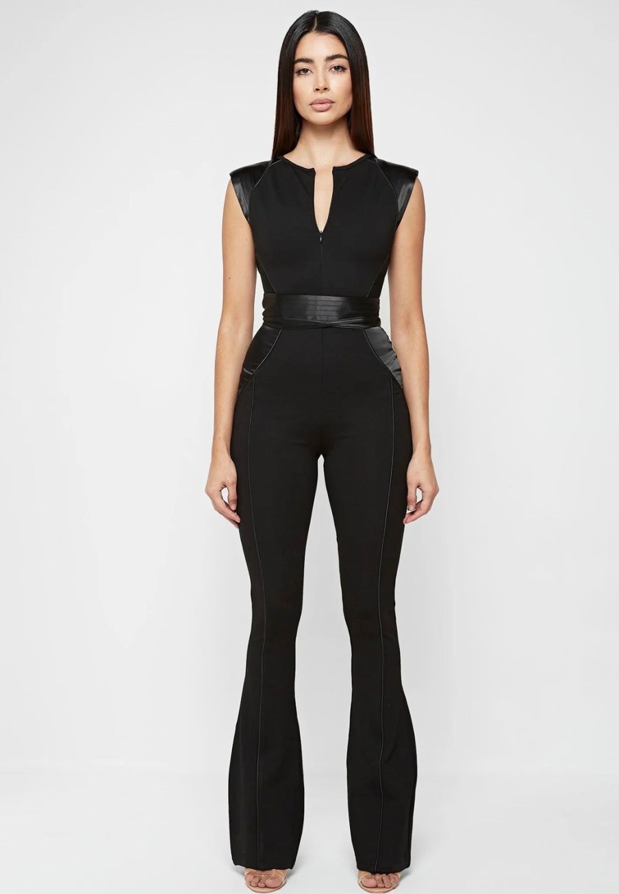 Maniere De Voir Satin Contour Flared Jumpsuit | Jumpsuits & Playsuits