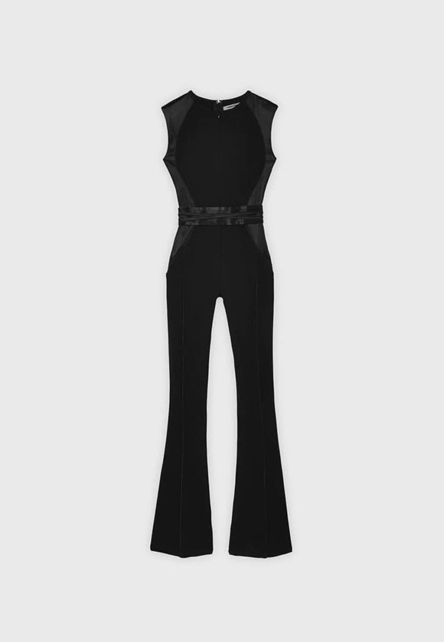 Maniere De Voir Satin Contour Flared Jumpsuit | Jumpsuits & Playsuits