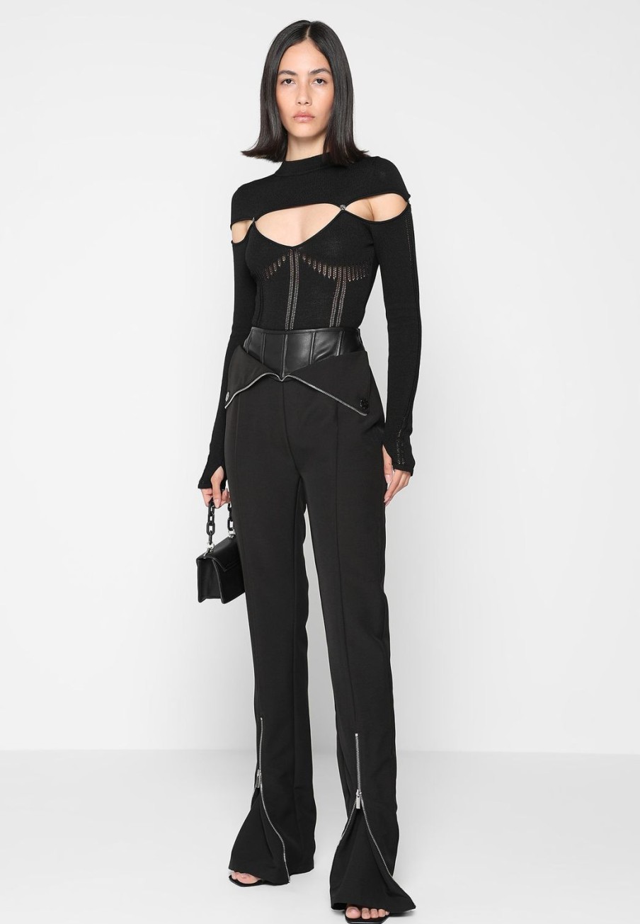 Maniere De Voir Vegan Leather Corset Zip Trousers | Trousers