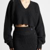 Maniere De Voir Distressed Knit Crop Jumper | Jumpers & Hoodies