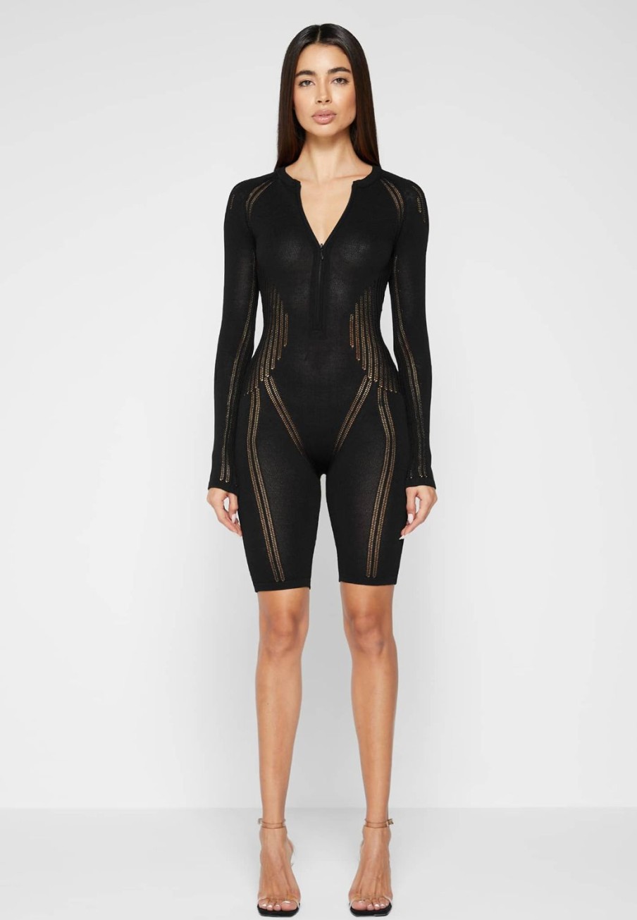 Maniere De Voir Knitted Contour Playsuit | Jumpsuits & Playsuits