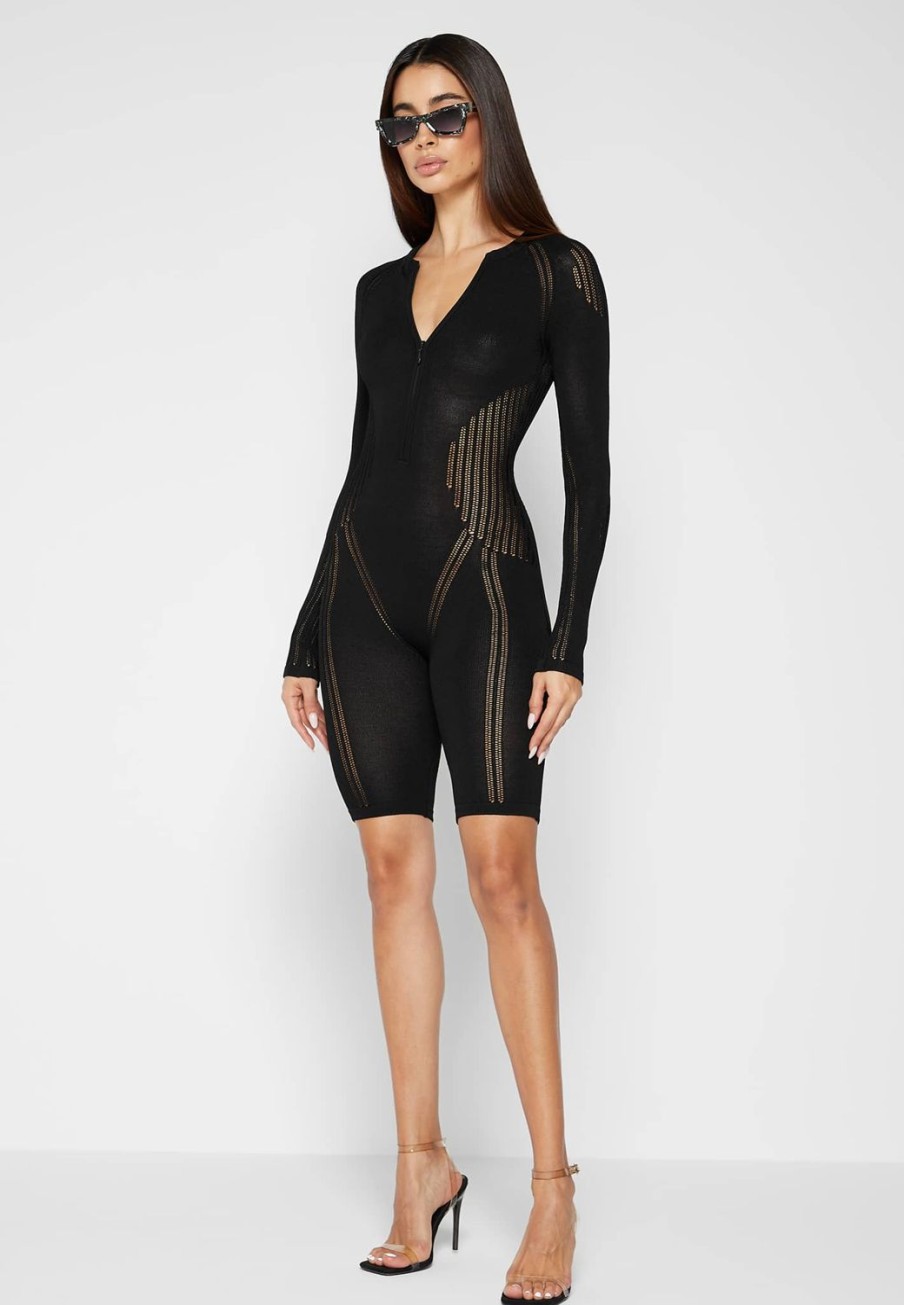 Maniere De Voir Knitted Contour Playsuit | Jumpsuits & Playsuits