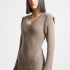 Maniere De Voir Wide Shoulder Knitted Contour Mini Dress | Knitwear