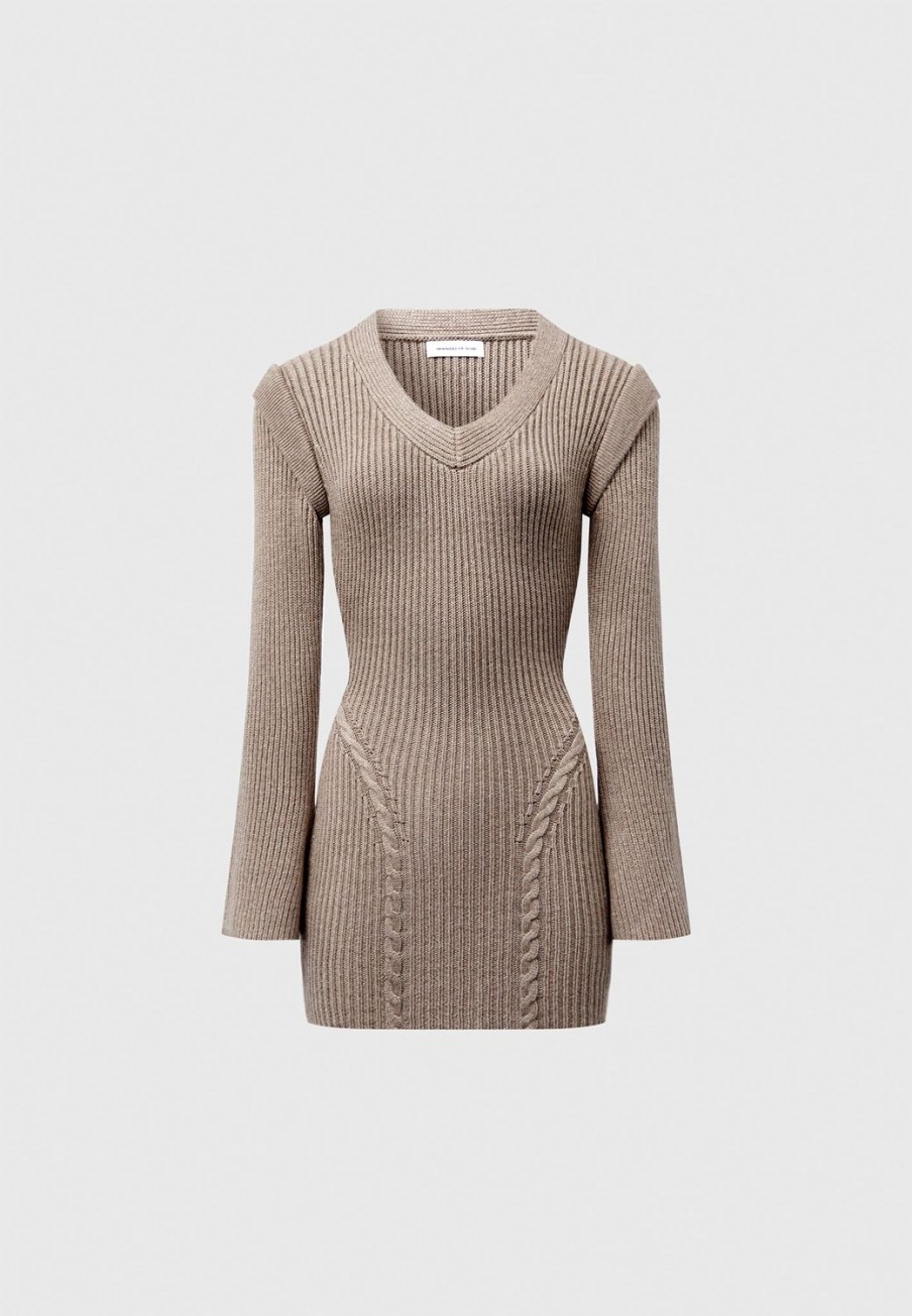 Maniere De Voir Wide Shoulder Knitted Contour Mini Dress | Knitwear