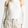 Maniere De Voir Seersucker Cowl Neck Bodysuit | Bodysuits