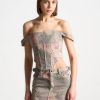 Maniere De Voir Renaissance Camo Bardot Corset Top | Tops & T Shirts