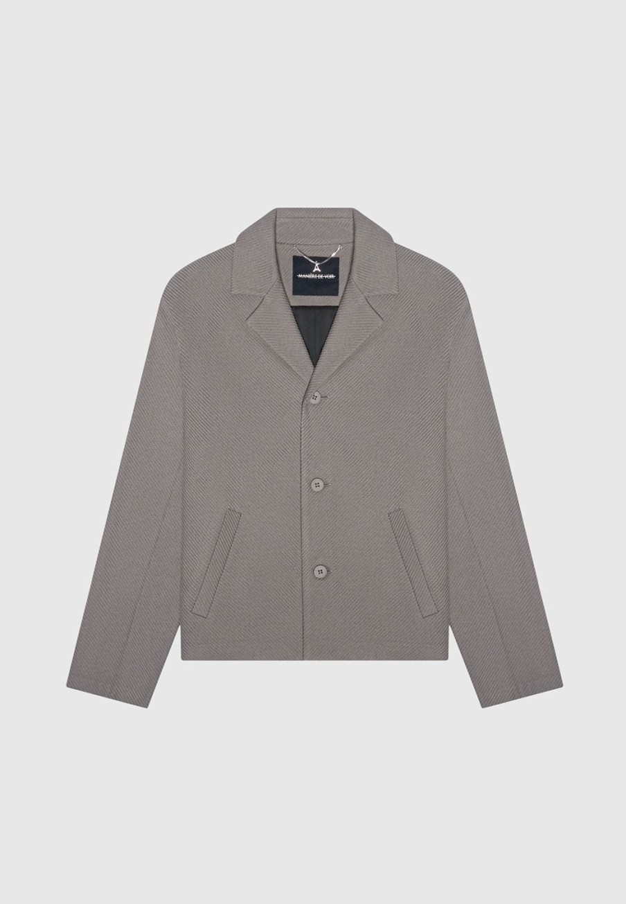 Maniere De Voir Revere Collar Twill Jacket | Modern Tailoring