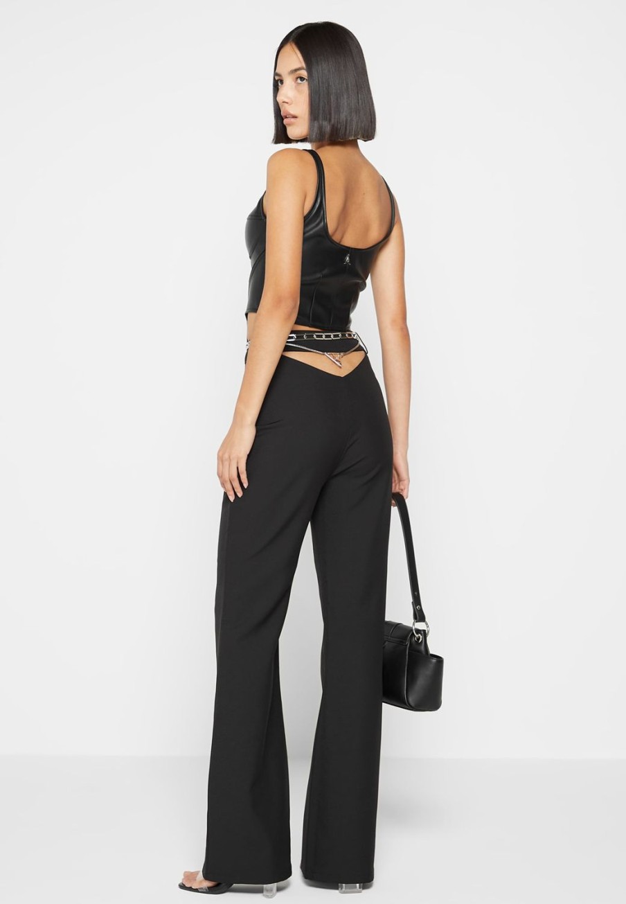 Maniere De Voir Cut Out Flared Trousers With Chain Belt | Matching Sets