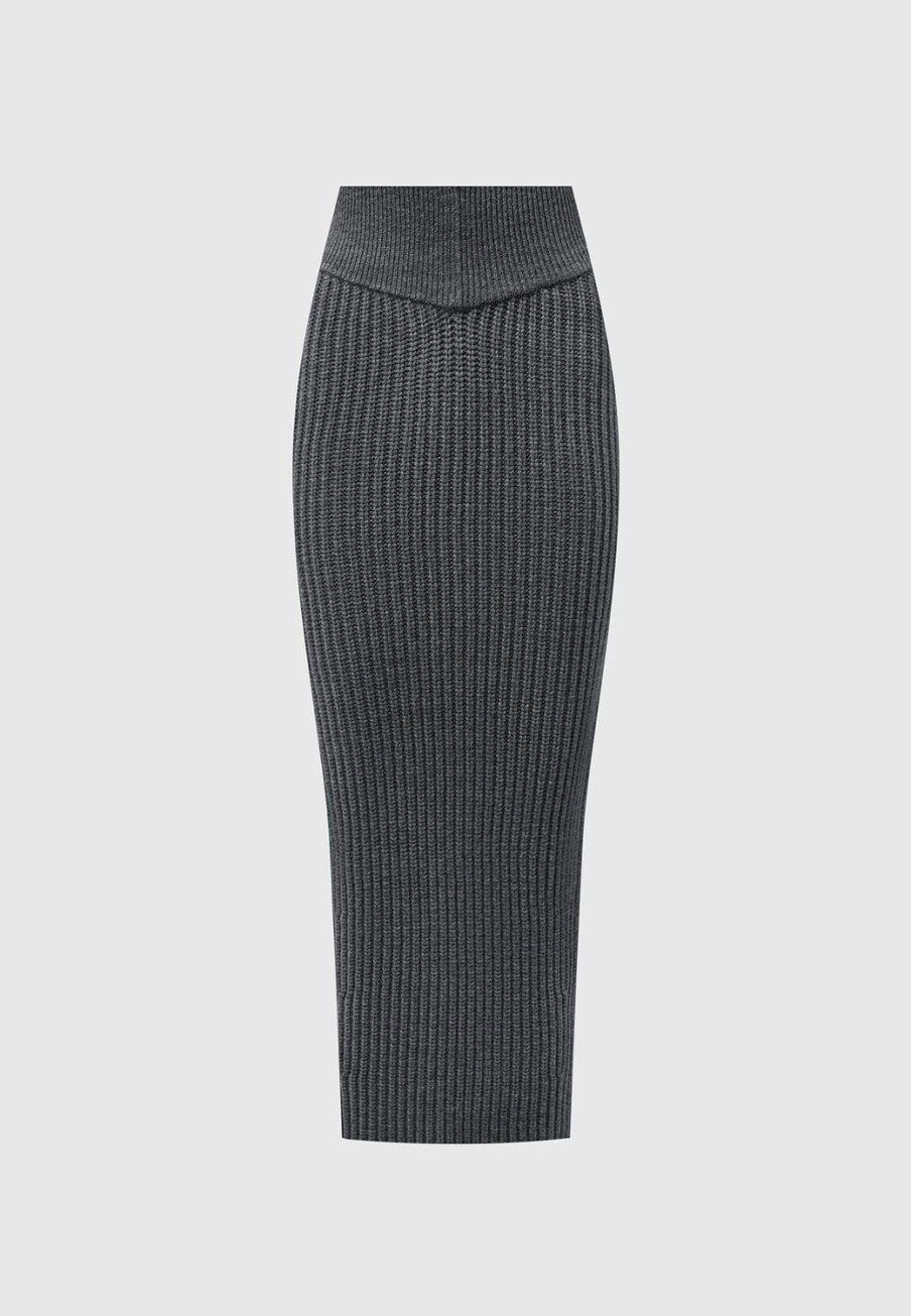 Maniere De Voir Angled Waist Knit Maxi Skirt | Skirts