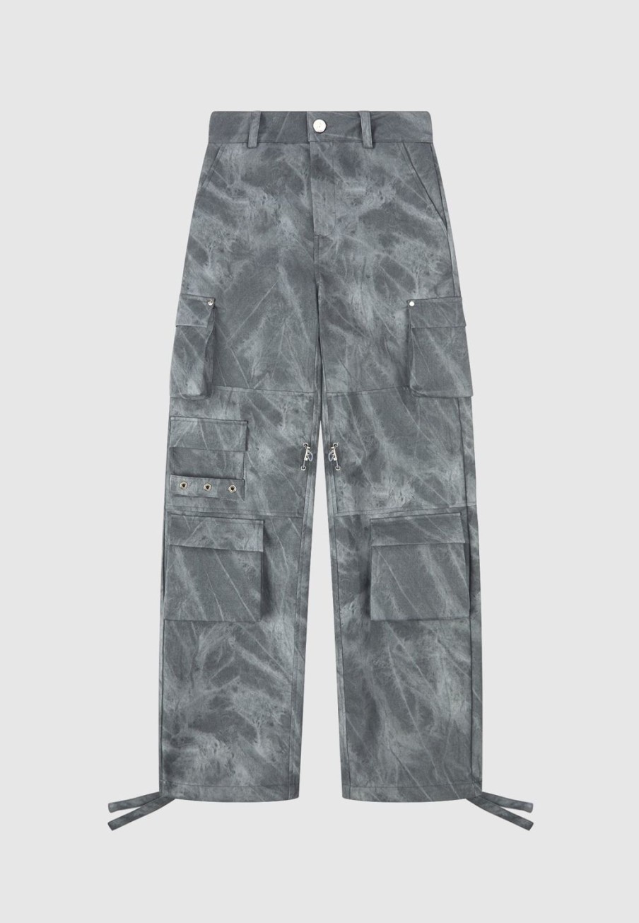 Maniere De Voir High Waisted Vintage Marble Leather Cargo Pants - Washed | Matching Sets