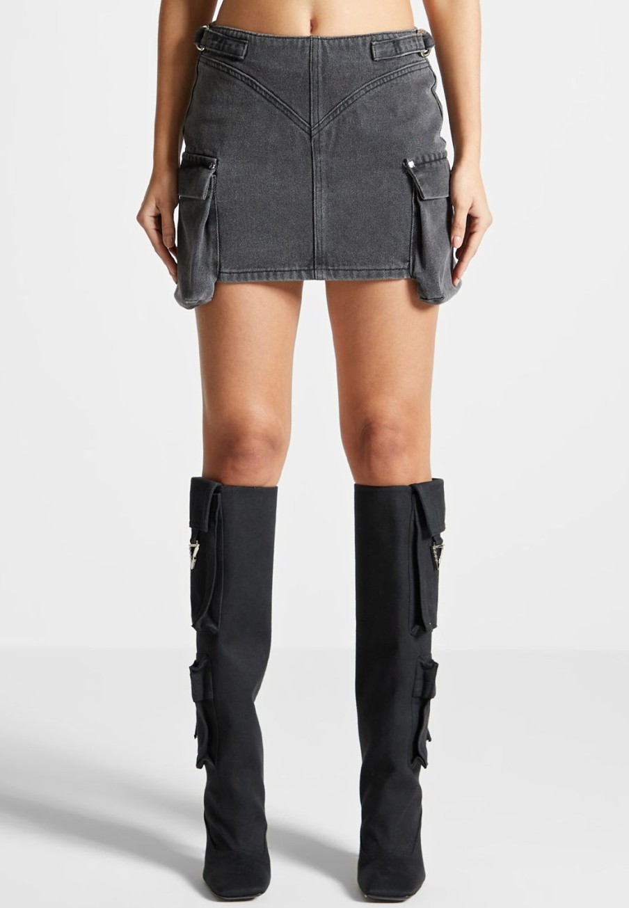 Maniere De Voir Denim Cargo Mini Skirt | Skirts