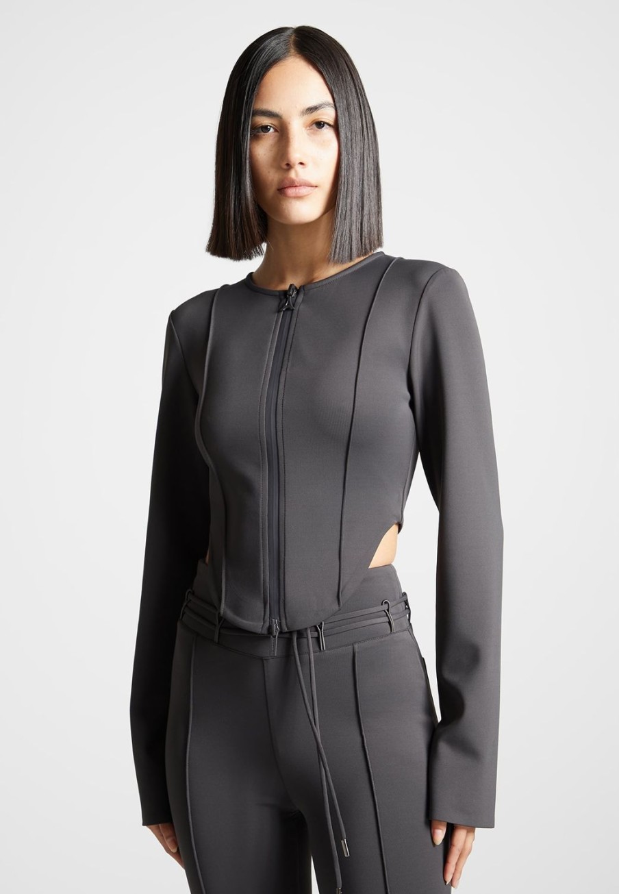 Maniere De Voir Neoprene Corset Jacket | Tops & T Shirts