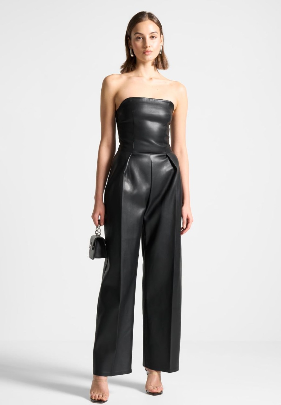 Maniere De Voir Vegan Leather Tailored Jumpsuit | Jumpsuits & Playsuits