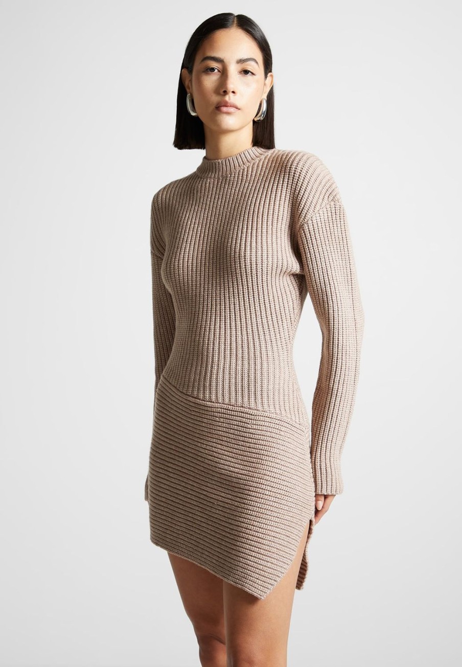 Maniere De Voir Asymmetric Knit Jumper Dress | Dresses