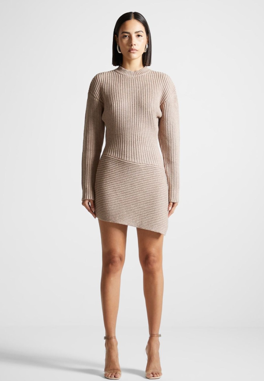 Maniere De Voir Asymmetric Knit Jumper Dress | Dresses