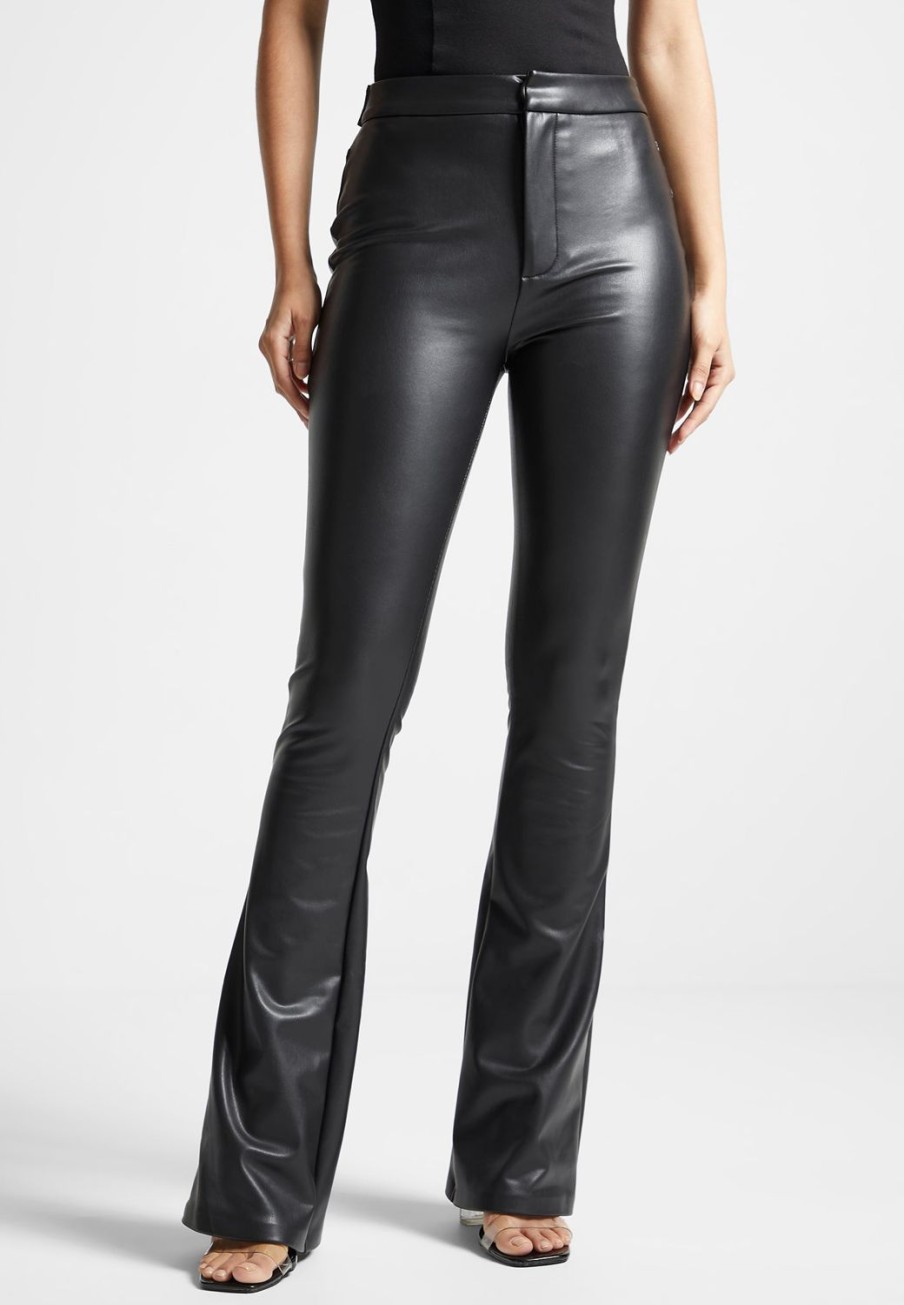 Maniere De Voir Vegan Leather Mini Flared Leggings | Leggings