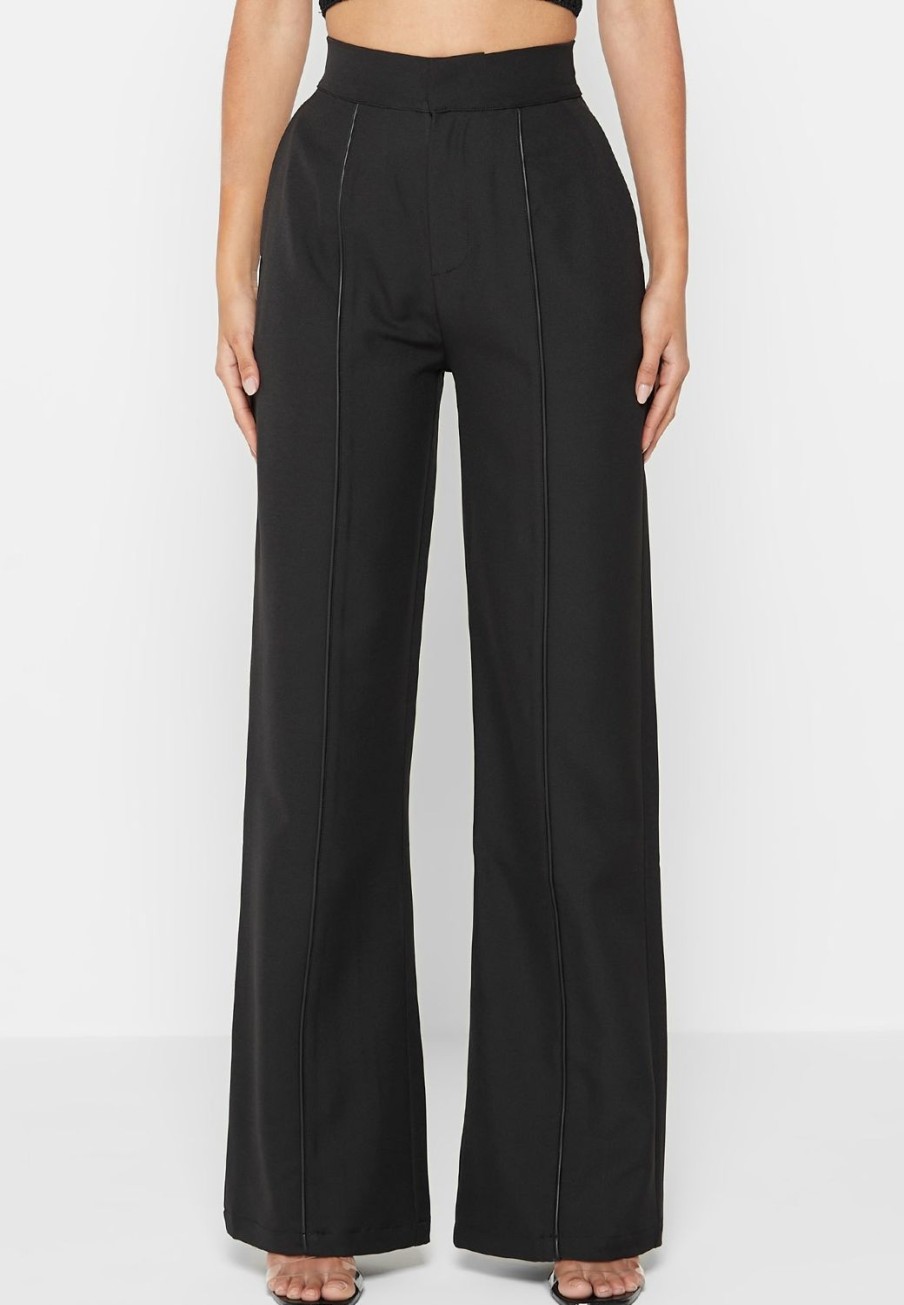 Maniere De Voir Trousers With Vegan Leather Pintuck | Matching Sets