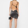 Maniere De Voir Satin Embellished Open Back Mini Dress | Dresses