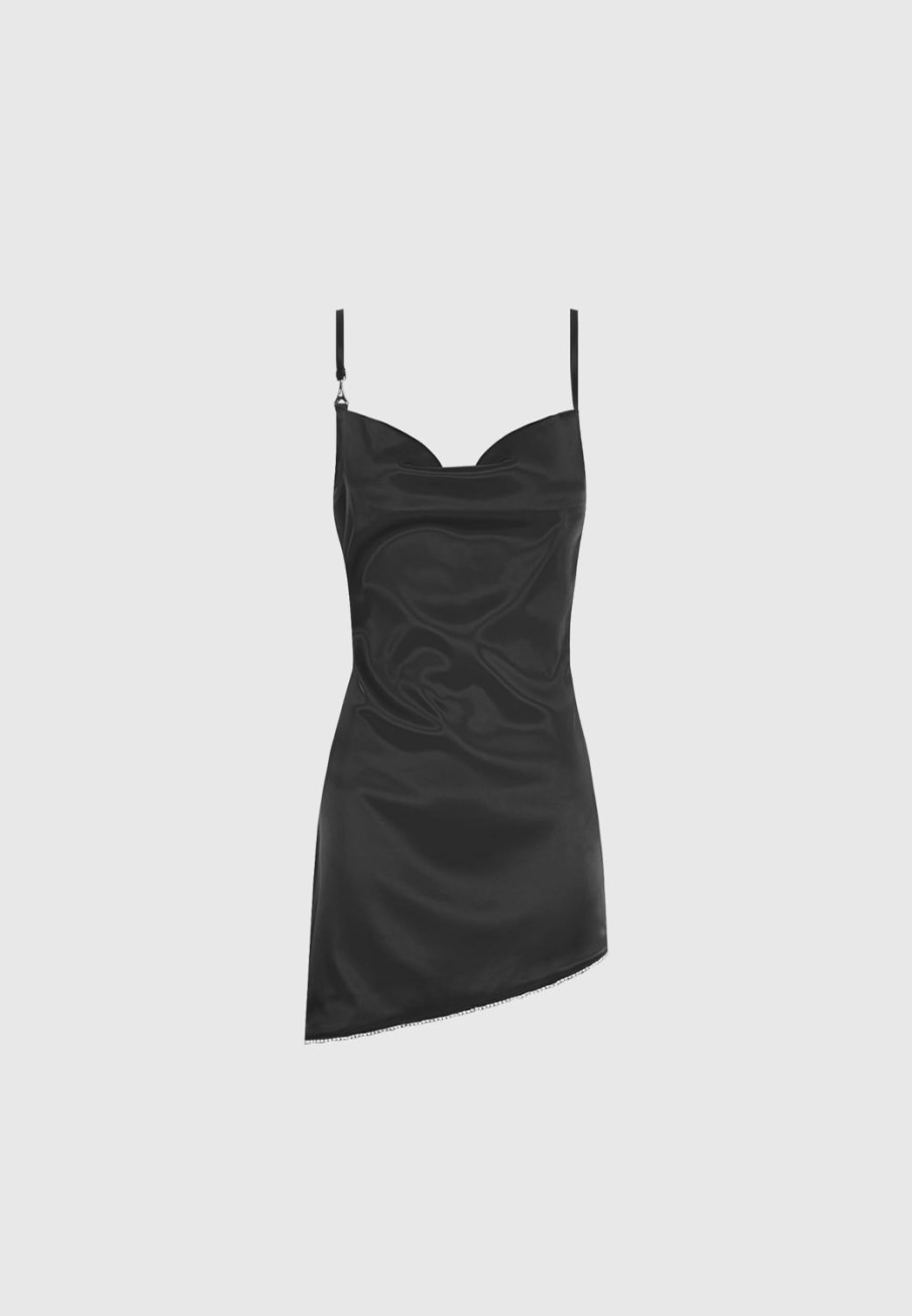 Maniere De Voir Satin Embellished Open Back Mini Dress | Dresses