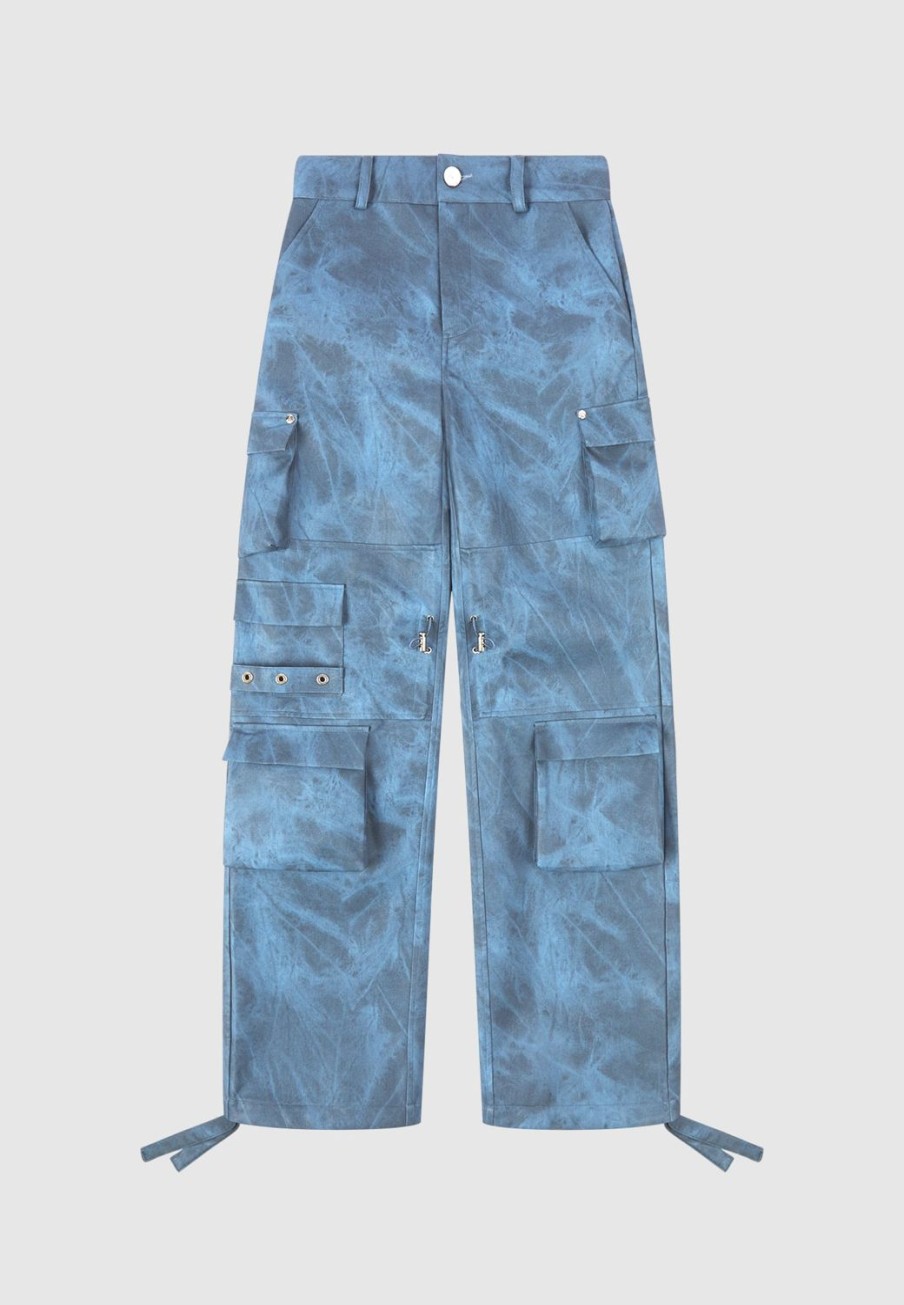 Maniere De Voir High Waisted Vintage Marble Leather Cargo Pants - Washed | Matching Sets