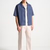 Maniere De Voir Boxy Twill Revere Shirt - Steel Blue | Shirts