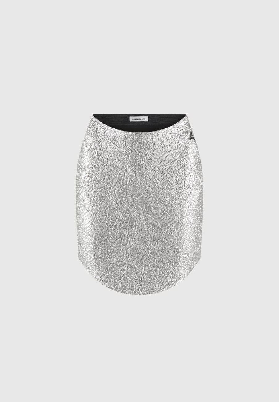 Maniere De Voir Dipped Waist Metallic Mini Skirt | Skirts