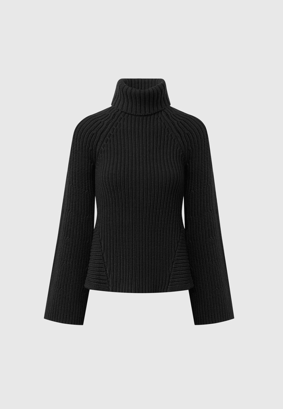 Maniere De Voir Open Back Knit Roll Neck Jumper | Knitwear