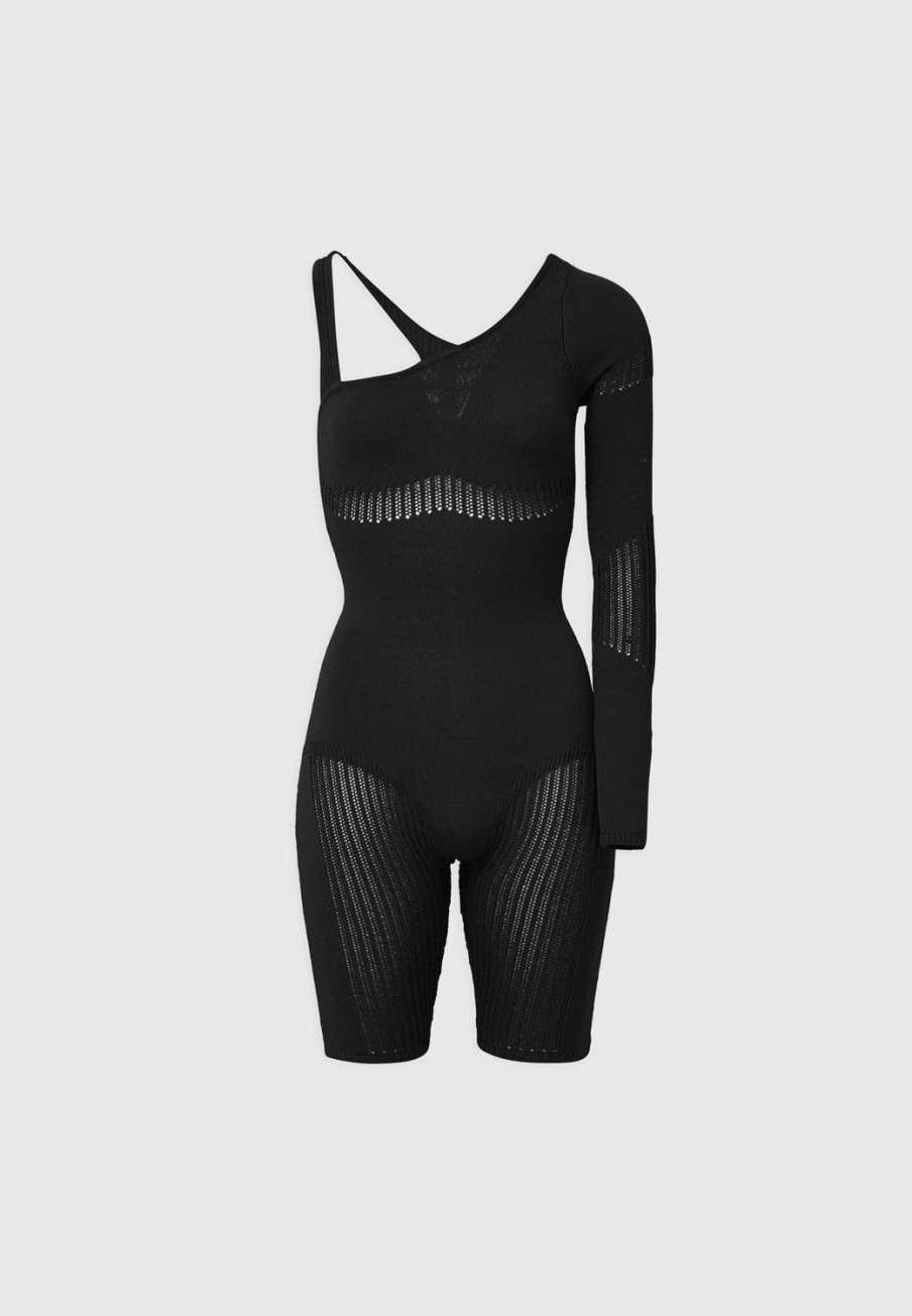 Maniere De Voir Knitted Contour One Sleeve Playsuit | Jumpsuits & Playsuits