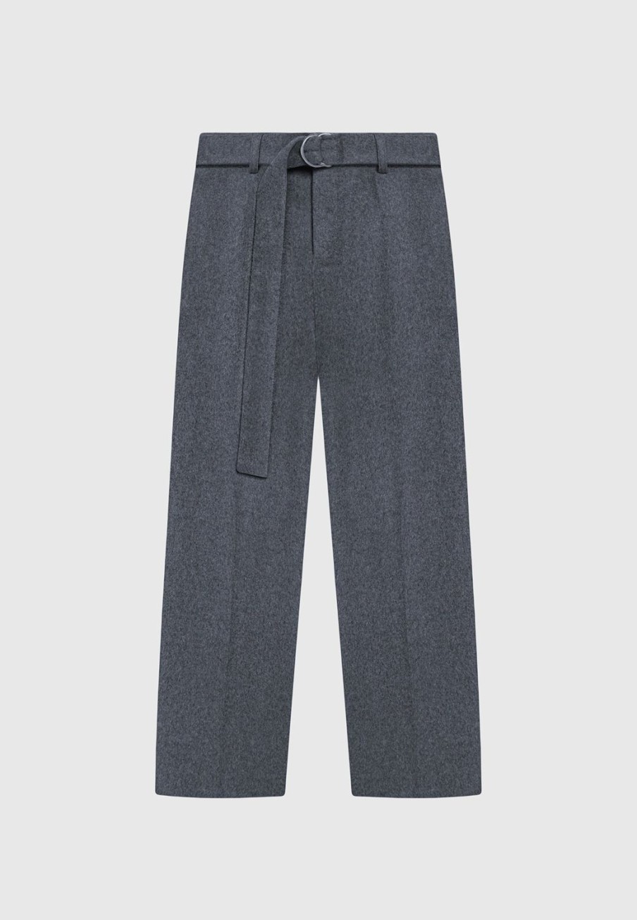 Maniere De Voir Wool Blend Marl Belted Trousers | Formal Trousers