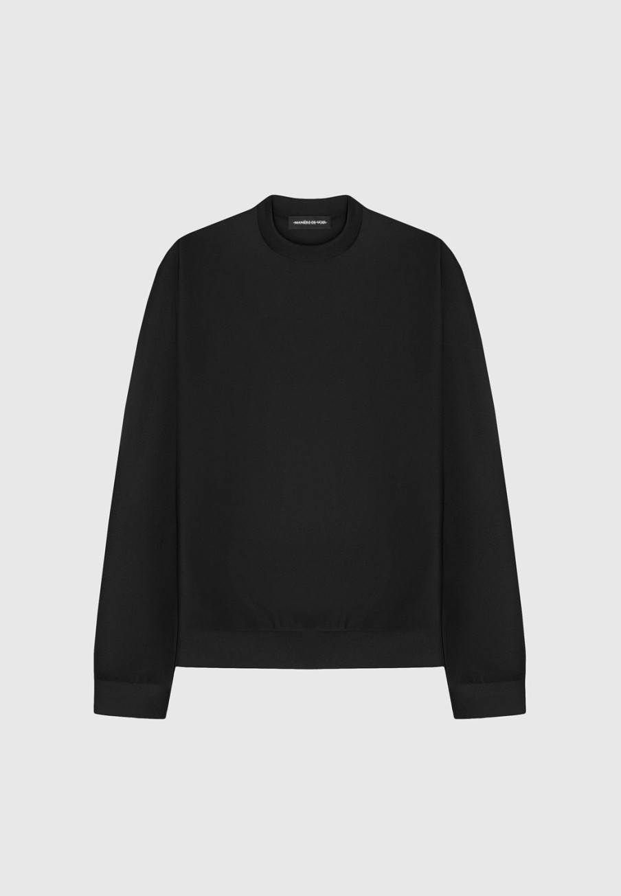 Maniere De Voir Eternel Neoprene Regular Fit Crew Neck Jumper | Casual Co-Ords