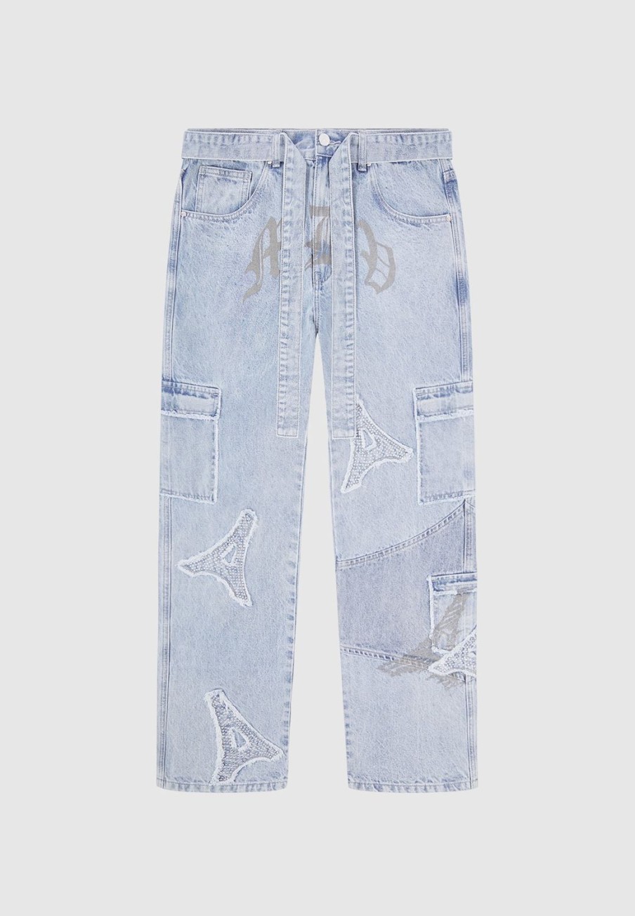 Maniere De Voir Mdv Rhinestone Eiffel Patch Jeans | Jeans