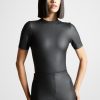 Maniere De Voir Matte Vegan Leather Tee Bodysuit | Bodysuits