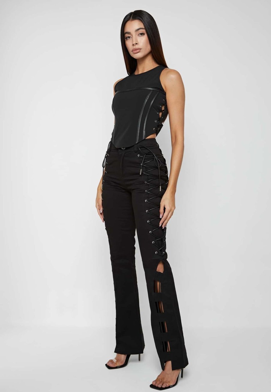 Maniere De Voir Lace Up Trousers | Trousers