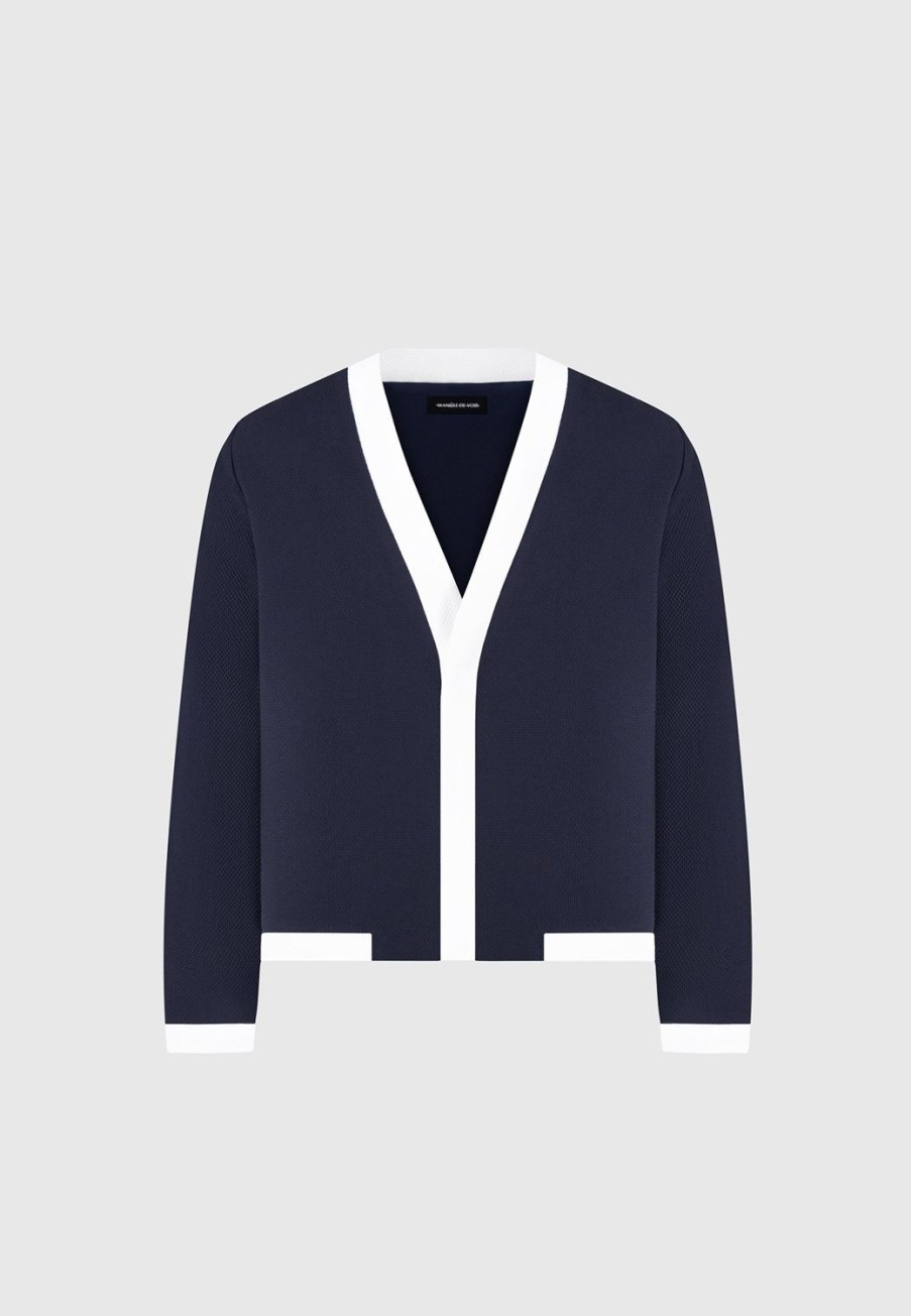 Maniere De Voir Textured Contrast Cardigan | Jackets