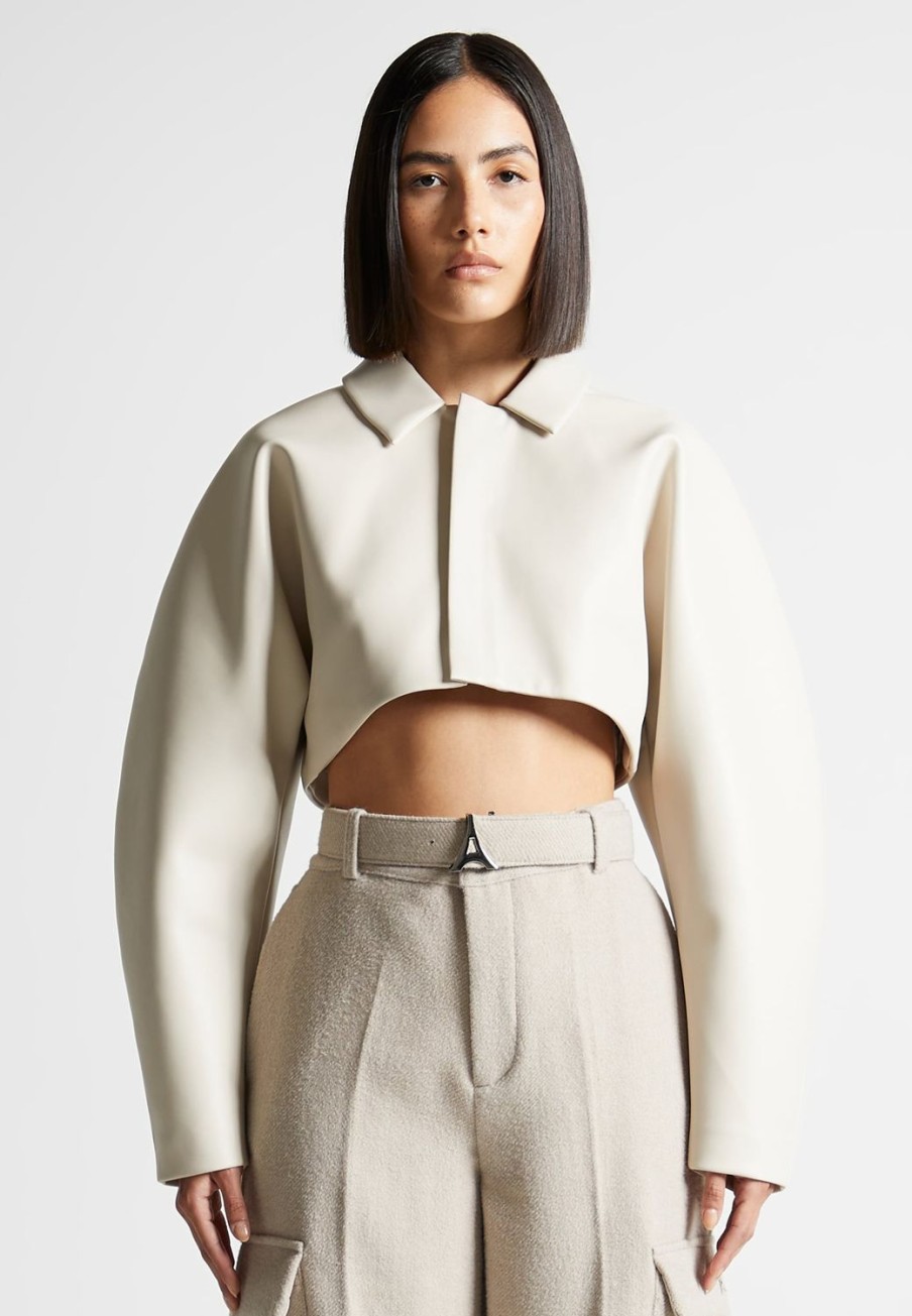 Maniere De Voir Vegan Leather Super Cropped Jacket | Jackets